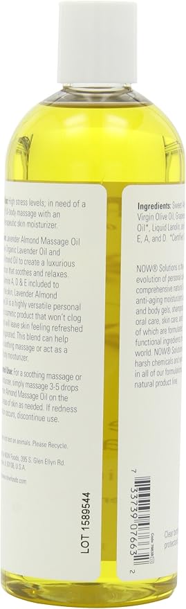 NOW Lavender Almond Massage Oil, 16-Ounces (Pack of 2)