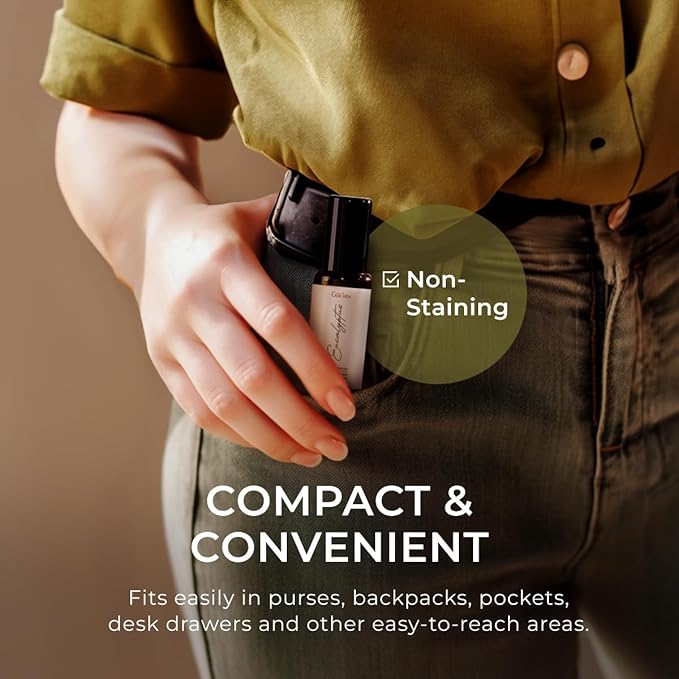 Gya Labs Eucalyptus Essential Oil Roll on for Soothing Comfort - 100% Pure Natural Eucalyptus Oil Roller for Skin, Relaxing Aromatherapy, Travel Size (0.34 Fl Oz)