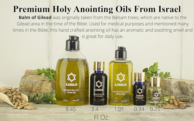 Balm of Gilead Anointing Oil from Israel, Holy Spiritual Oils Bottles from Jerusalem Blessed, Handmade with Natural Ingredients and Blessed for Wedding Ceremony, Religious Use, 0.25 Fl Oz