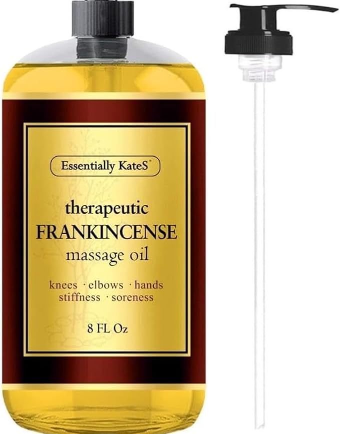 Frankincense Massage Oil 8 Fl Oz - Knees, Elbows, HIPS, Hands, Shoulders and Legs - 100% Pure Frankincense Oil Relaxes Soreness and Stiffness