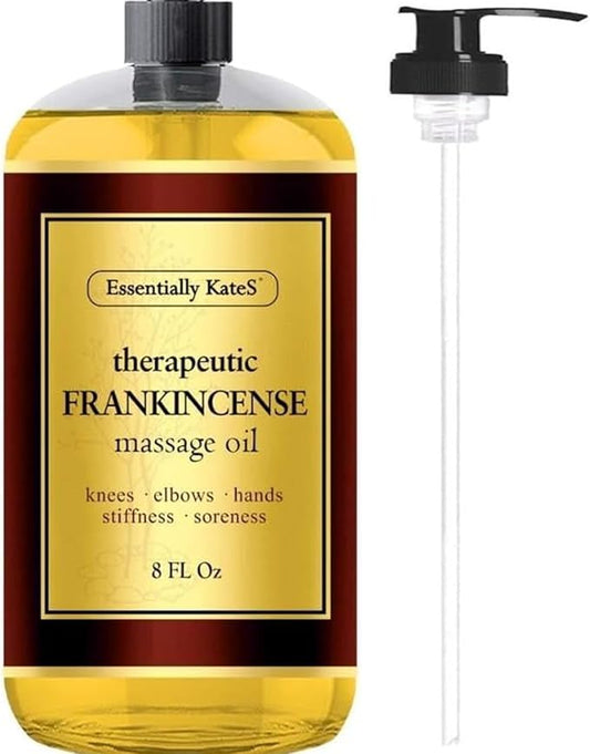Frankincense Massage Oil 8 Fl Oz - Knees, Elbows, HIPS, Hands, Shoulders and Legs - 100% Pure Frankincense Oil Relaxes Soreness and Stiffness