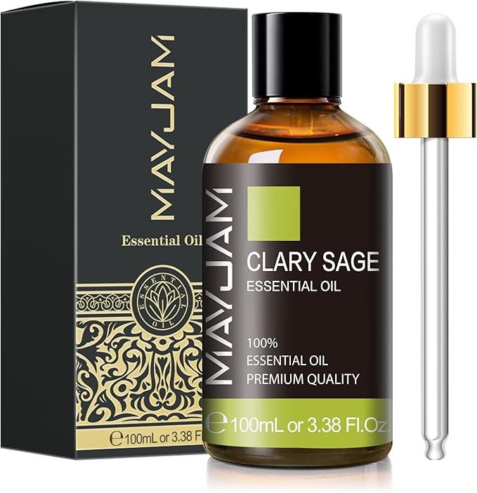 Clary Sage Essential Oil with Glass Dropper - MAYJAM Pure Clary Sage Oil Essential Oils for Diffusers for Home - Perfect for Aromatherapy and Relaxation - Huge 3.38fl.oz