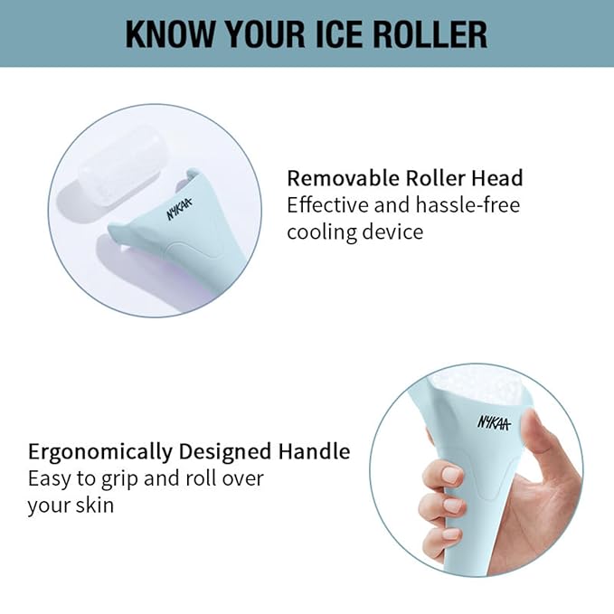 Nykaa Naturals Ice Roller Massage for Face Toning - Reduces Clogged Pores - Improves Absorption and Releases Neck Stiffness - Blue - 1 pc