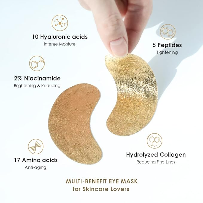 Sweet Dreams Collagen Glow Gold Eye Masks under eye patches for puffy eyes + Sweet Dreams Vanilla Lip Mask