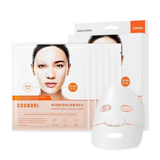 COSNORI PDRN Hydrogel Mask - Enriched Salmon DNA PDRN, Intensive Nourishing, Elasticity Boost, Firming & Moisturizing, Deep Hydration, Korean Facial Mask, 0.98 oz(28g) x 6ea
