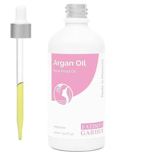 Fatima's Garden Rose Petal Argan Oil - Organic Anti-Aging Moisturizer, 100ml