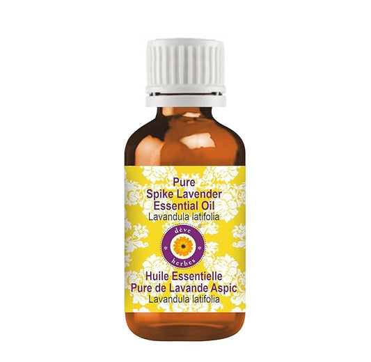 Deve Herbes Pure Spike Lavender Essential Oil (Lavandula latifolia) Steam Distilled 100ml (3.38 oz)
