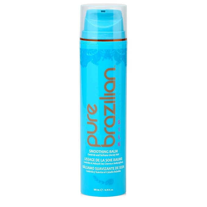 Pure Brazilian Silk Smoothing Balm with Keratin, Hydrolyzed Silk & Coconut Oil, Anti-Frizz, Nourishing & Strengthening Formula, Salon-Quality Treatment, 6.78 Oz