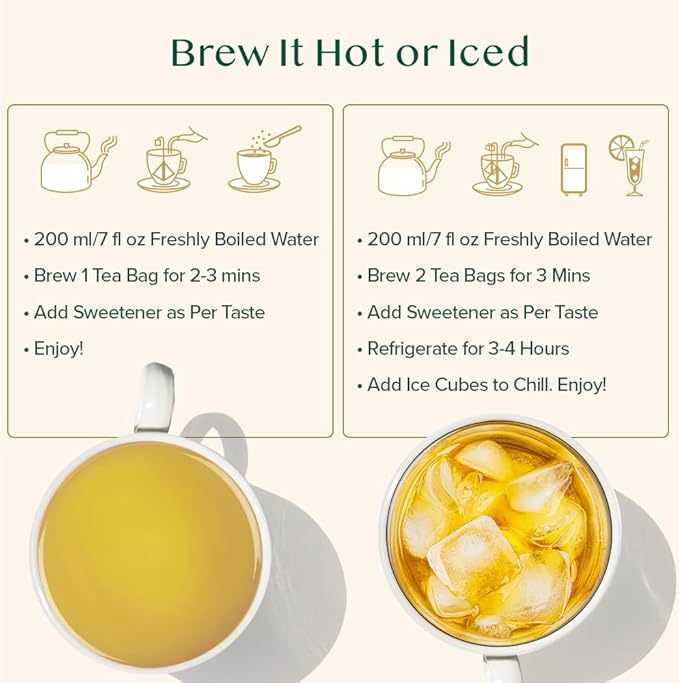 VAHDAM, Lemon Ginger Tea Bags (100 Green Tea Bags) Low Caffeine | Fruity Flavor - Zesty Lemon & Ginger, Orange Peel | Resealable Ziplock Pouch | Brew Hot or Iced Tea