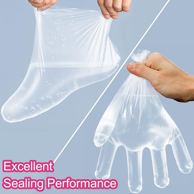 Paraffin Wax Liners for Feet and Hand, 200pcs Larger and Thicker Plastic Hand and Foot Bags, Plastic Paraffin Bath Mitt Glove and Sock Liners Paraffin Wax Mitts (paraffin gloves for hands and foot)