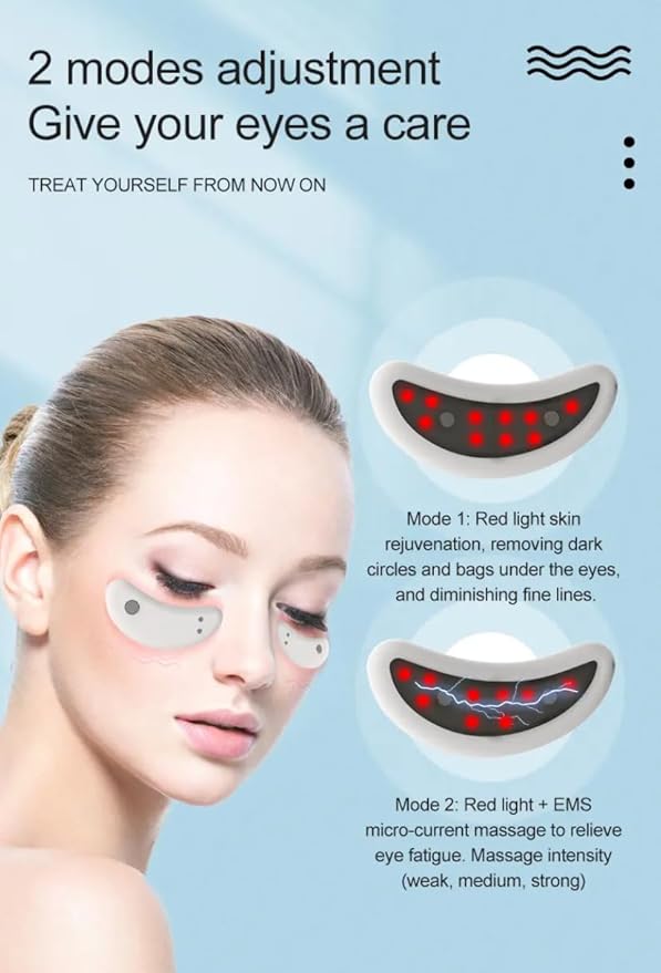 Red Light Therapy Eye Patches for Dark Circles, Tired Eyes, Puffiness, Eye Wrinkles & Eye Bags. Anti-Aging Eye Pods, Inflammation Gadget for Eyes with Red Light Therapy., White