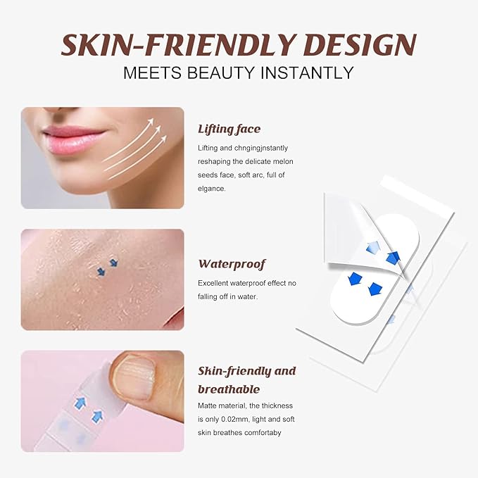 Face Lift Tape Invisible,132PCS, for Double Chin, Wrinkles, Saggy Skin Lifting, Face Lifter Tape