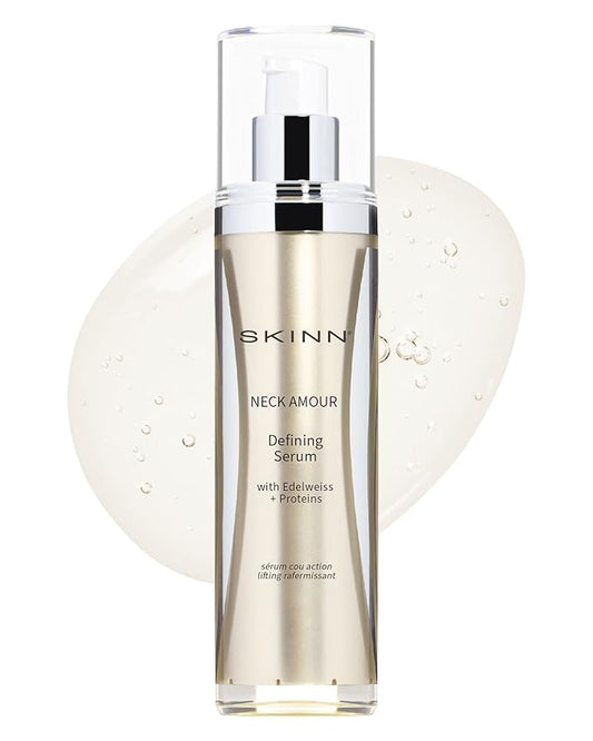 SKINN Neck Amour Defining Serum - Anti-Aging Neck Firming & Tightening Cream - Hydrating & Brightening Peptides Exfoliates Lifts & Firms Skin for Radiant Complexion - Enriched with Rice Protein