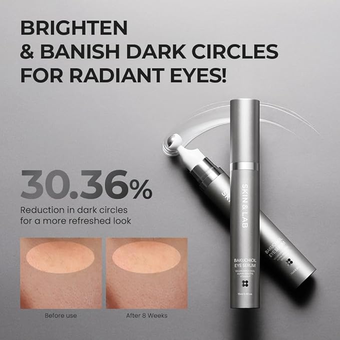[SKIN&LAB] Bakuchiol Eye Serum with Caffeine, Roll-on Korean Under Eye Serum, Anti-Aging Wrinkle Care for Fine Lines, vegan, cruelty-free, 0.5 fl. Oz