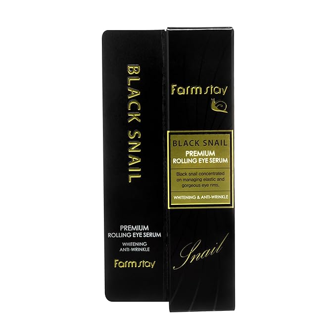 Farmstay Black Snail Premium Rolling Eye Serum - Eye Serum for Dark Circles and Puffiness - Snail Mucin for Improved Collagen Production - 0.84 oz