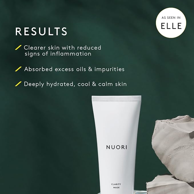 NUORI Clarity Mask| Hydrating Clay Mask With Kaolin and Bentonite Clays, For All Skin Types, All Natural, 75 ml / 2.5 fl oz