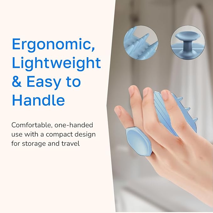 Silicone Scalp Scrubber - Massage Shampoo Brush, Soft Bristles for Hair Growth & Dandruff Removal - Ergonomic Design, Wet & Dry Use, Deep Cleansing Scalp Exfoliator for All Hair Types - Blue