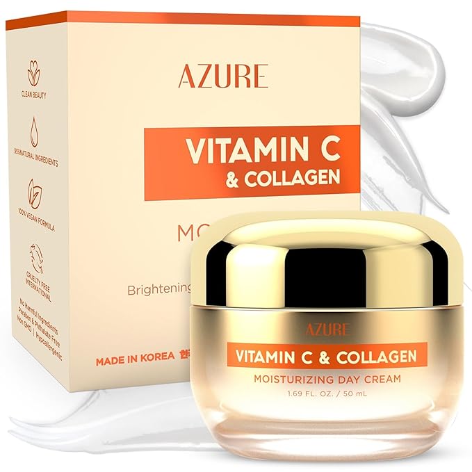 Azure Dermatologist Tested Vitamin C Face Moisturizer - K Beauty Anti-Aging, Glowing & Deep Hydration Face Cream - Korean Skincare - All Skin Types 1.69 fl oz
