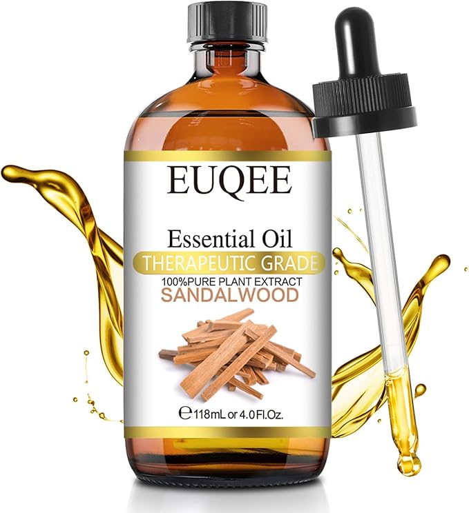 Sandalwood Essential Oil(4 oz/118 ml) Sandalwood Oil Oil with Glass Dropper, Great for Diffusers, Soap & Candle Making