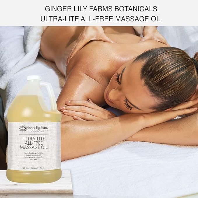 Ginger Lily Farms Botanicals Ultra-Lite All-Free Massage Oil, 100% Vegan & Cruelty Free, 1 Gallon