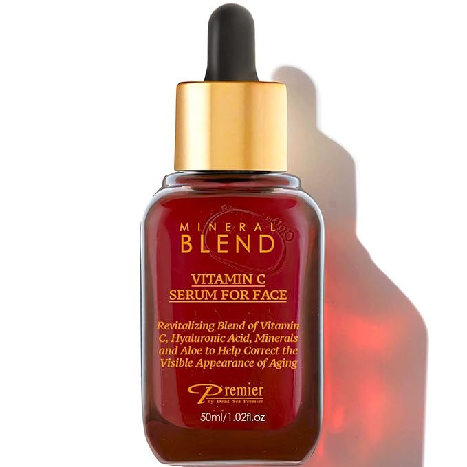 Vitamin C Serum for Face with Hyaluronic Acid & Rose Hips oil - Natural & Organic Anti Aging facial serum, Mineral Blend by Premier Dead Sea 1.7 Fl.Oz