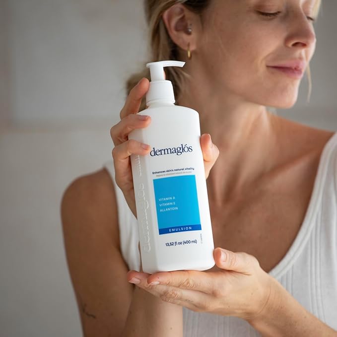 Dermaglos | Hydration And Regeneration pack, Cream Moisturizer 1.76 oz + Emulsion Advanced 13.52 Fl Oz, Vitamin A + Vitamin E + Allantoin, Enhances Skin´s Vitality Formula For all Skin Types
