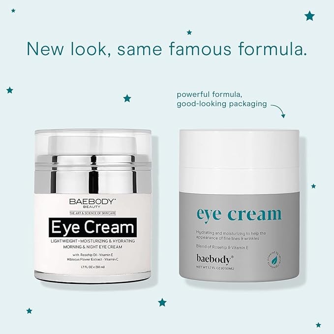 Baebody Made in USA Eye Cream - Anti Aging and Moisturizing Eye Cream for Dark Circles and Wrinkles - With Rosehip and Vitamin E (1.7 fl oz/50 ml)
