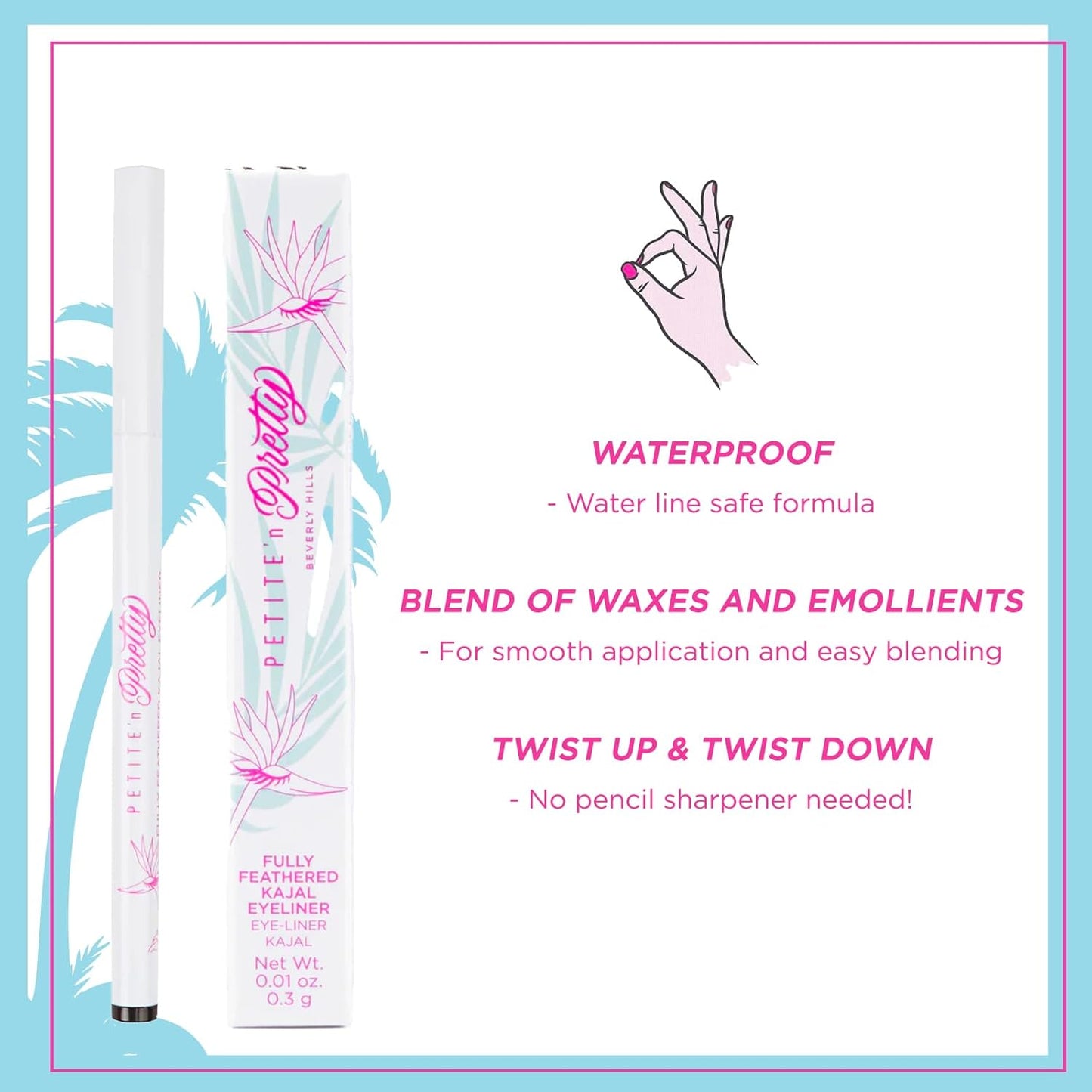 Petite 'n Pretty Eye Makeup Set for Kids - Makeup for Tweens & Teens - Fully Feathered Volumizing Mascara, Eyeliner, Made in the USA, w/Gift Bag