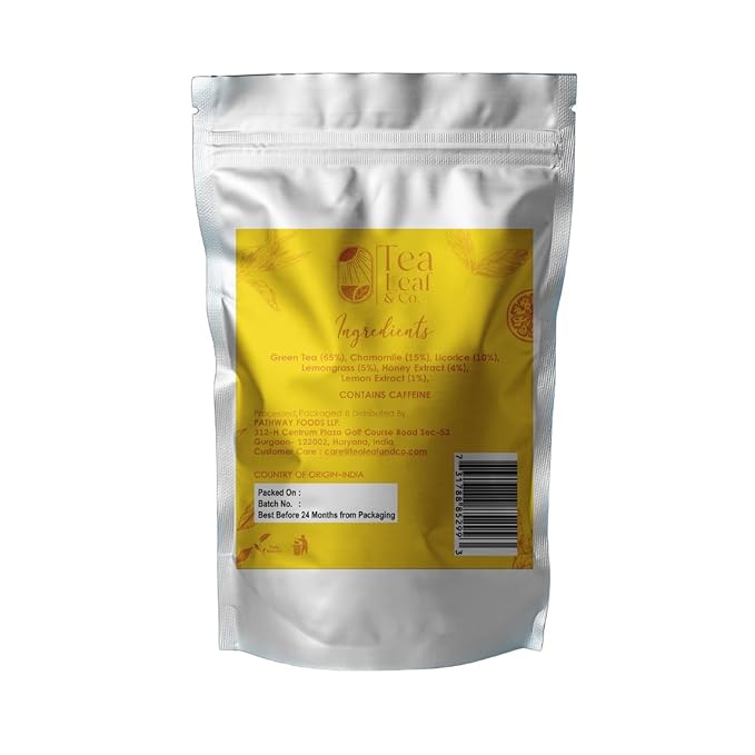 Honey Lemon Green Tea Bags (50 Count), Green Tea with Chamomile, Lemon & Honey Extract, Caffeinated, Real and Natural Green Tea, Blended with Fresh Herbs and Spices, Gluten Free