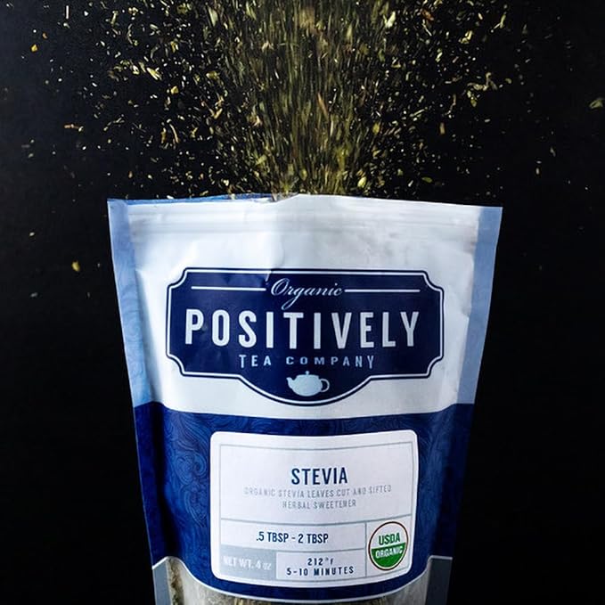 Organic Positively Tea Company, Stevia Leaf, Herbal Tea, Loose Leaf, 4 Ounce