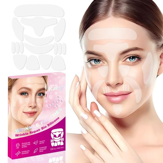 evpct 128Pcs Face Facial Medical Wrinkle Tapes Wrinkle Patches for Face Wrinkles Overnight, Smile Line Patches Face lifting tapes, Face oil Tape Smoothing Silicone face Forehead Wrinkle Patches