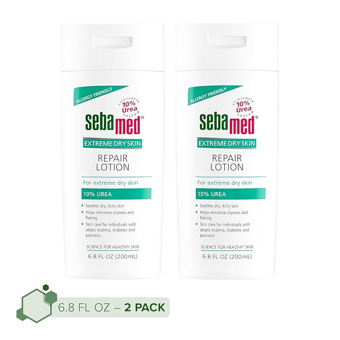 Sebamed Extreme Dry Skin Repair Advance Therapy Lotion with 10% Urea Perfect for Eczema Psoriasis Lotion Rough Dry Skin Moisturizer 6.8 Fluid Ounces (Pack of 2),White, Green