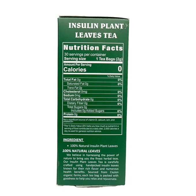 Dried Insulin Plant Leaves Tea 30 x 2g Tea Bags Natural Costus Igneus Herbal Tea - Lanka Flavors Feel Different