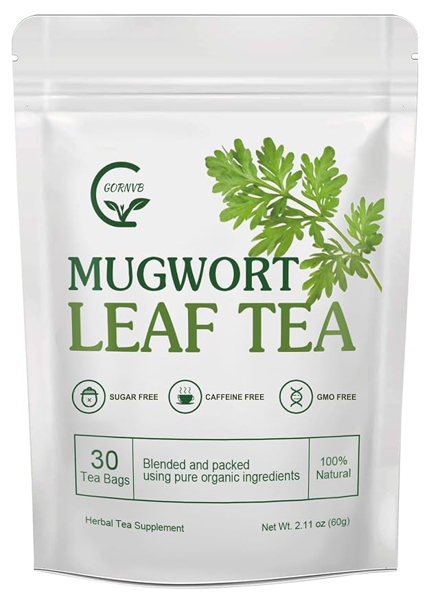 Organic Mugwort Tea Bags - Mugwort Herb Dried Leaves, Pure Natural Artemisia Vulgaris Herbal Tea, Caffeine Free, 30 Tea Bags