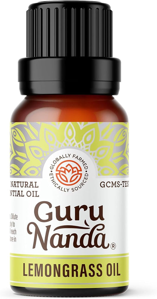 GuruNanda Lemongrass Essential Oil (0.5 Fl oz), 100% Pure, Undiluted Aromatherapy Oil for Diffusers, Helps with Muscle Tension & Promotes Relaxation