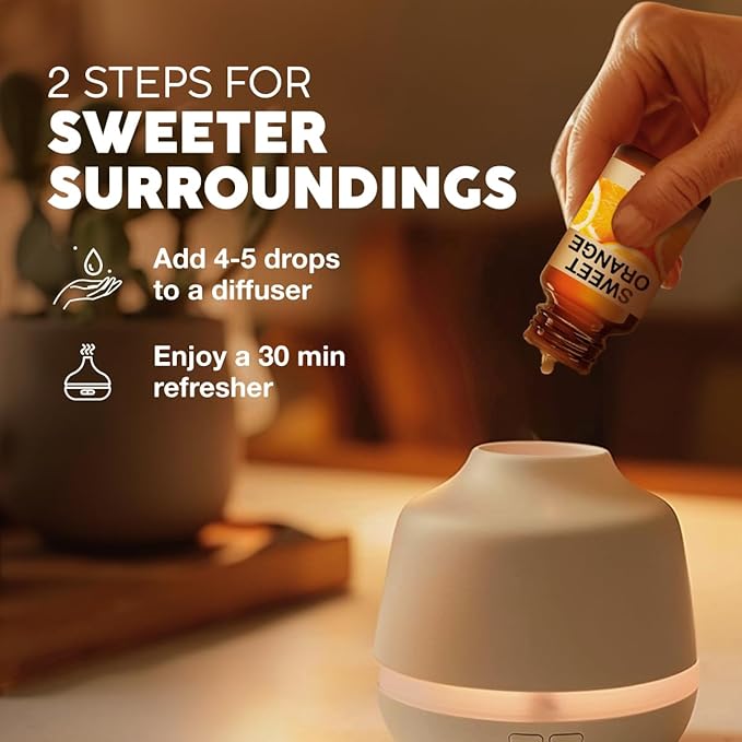 Kukka Sweet Orange Essential Oil for Skin, Diffuser & Aromatherapy - 0.34 Fl Oz - 100% Pure Natural, Fresh Scent, for Candle & Soap Making Scent DIY