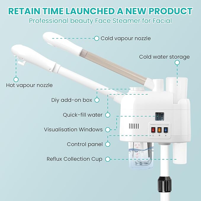face steamer for hot and cold, Face Steamer with More Steam, Adjustable Height for Face Steamer Suitable for Personal Home and Professional Personal Care Places, Moisturizing or Hydrating.