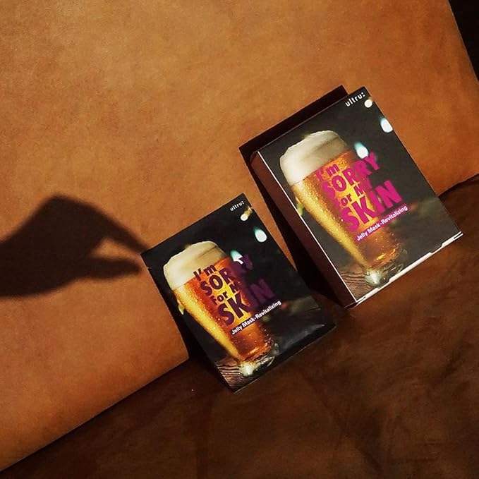 I'M SORRY FOR MY SKIN Jelly Face Mask Korean Skin Care, Hydrating Face Masks Skincare Set, Self Care Items for Glow Beauty, Teacher Appreciation Gifts for Women, Pack of 10 (Beer Revitalizing Mask)