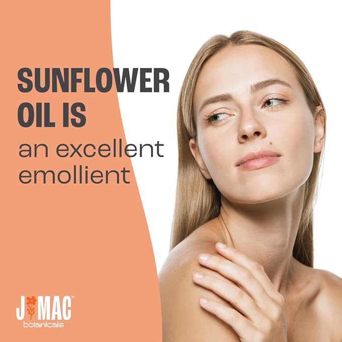 J MAC BOTANICALS Organic Sunflower Oil (16 oz Glass Bottle) USDA Organic Certified 100% Pure Carrier Oil, Moisturizing & Nourishing for Skin, Face, Hair
