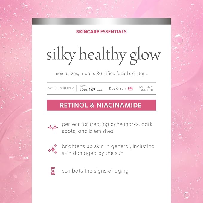 Retinol and Niacinamide Daily Face Moisturizer - Treats Acne & Hyperpigmentation, Brightening & Anti-aging Day Cream - Cruelty Free Korean Skin Care - All Skin Types - 1.69 Fl. oz/ 50ml