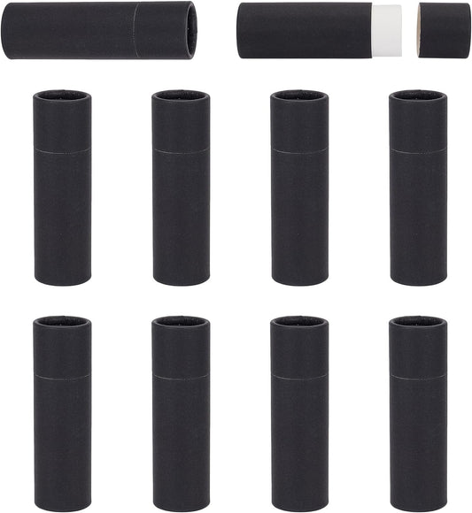 NICENEEDED 10 Pcs Kraft Paper Lipstick Tube, 0.6 Oz Paperboard Lip Balm Tubes, Cardboard Empty Deodorant Container Solid Perfume Tube Cosmetic Box for DIY Chapstick Deodorant Crayon