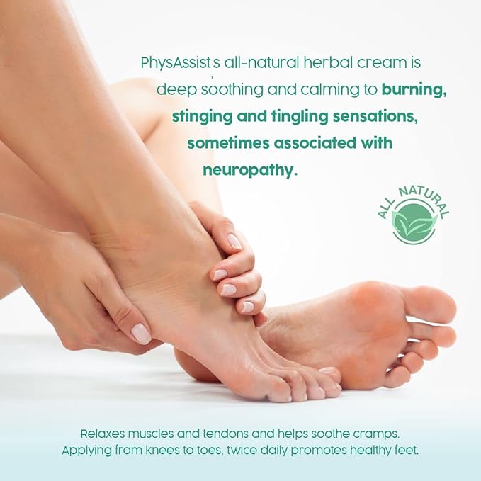 PhysAssist Soothing Foot Cream to Feet and Legs (Three - 4 oz jars) Soothing to feet and Legs.