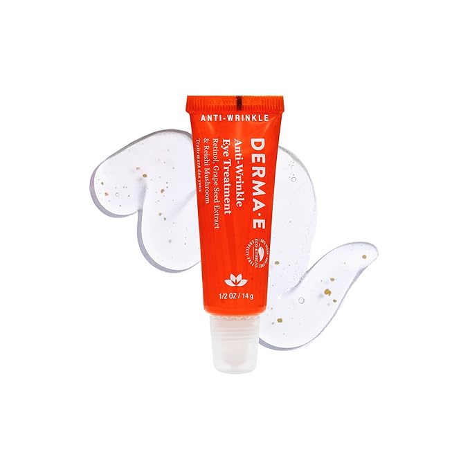 Derma E Anti-Wrinkle Eye Treatment – Anti-Aging Cream with Retinol, Grape Seed Extract and Reishi Mushroom – Hydrating Serum for Under Eye and Eyelids, 1/2 oz