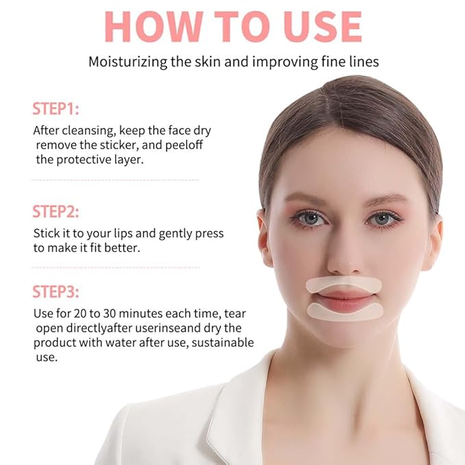 Anti Wrinkle Patches for Lip，Reusable Hydrogel Mouth Tape，Hypoallergenic Silicone Gel Sleep Face Tape，Smooth Fine Lines，Anti-Aging Facial Beauty(lip-5 Pairs)