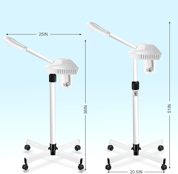 Professional Facial Steamer for Ozone Humidifier Atomizer, Adjustable Height and Angle, Face Steamer Clean Skin Firming Pores and Moisturizing Suitable for a Beauty, Spa, at Home