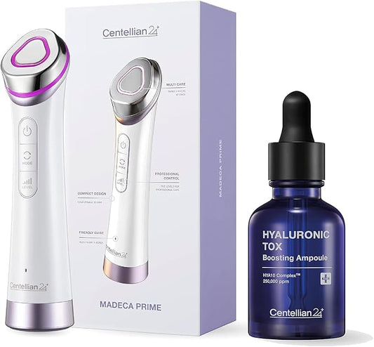 Centellian 24 Madeca Prime Facial Toning Device - 3-in-1 Microcurrent + Hyaluronic Tox Boosting Ampoule (1.01fl oz) - Deep Moisturization & Hydration with Hyaluronic Acid, Premium Korean Skin Care