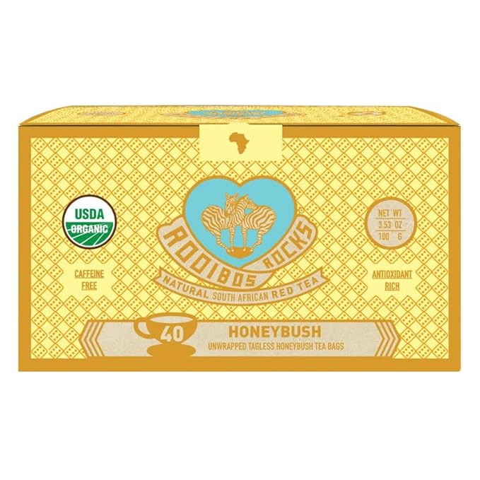 Caffeine Free South African Honeybush Tea 40 Decaf Tea Bags - Premium Tea Safe for Children, Pregnant Women and Nursing Moms – Naturally Sweet, Sustainably Sourced and Ethically Farmed in South Africa