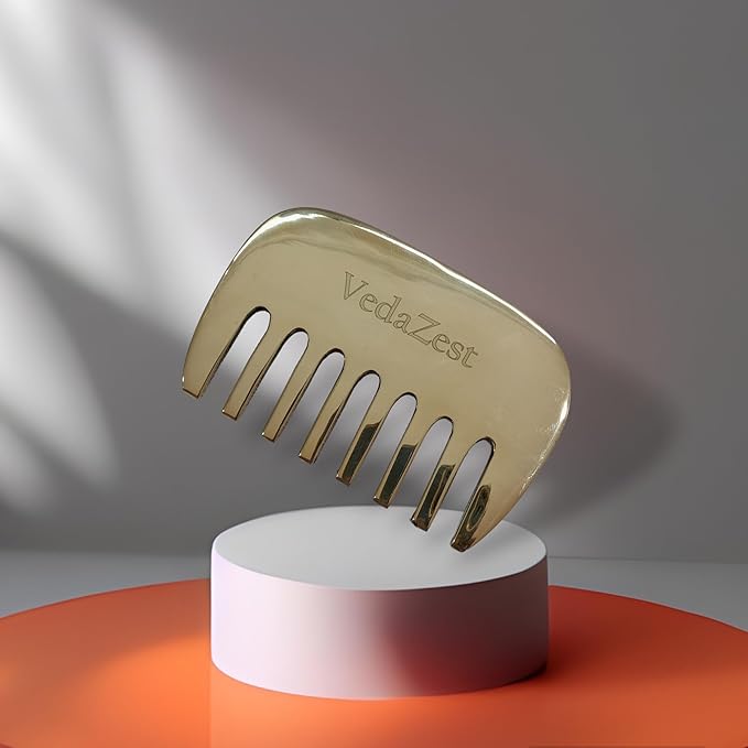 Bronze Kansa Gua Sha Massage Tool - Kansa Comb, Tendon Massage Scraper, Muscle Pain Relief, Scar Tissue Breakup, Hair Loss Prevention Massager