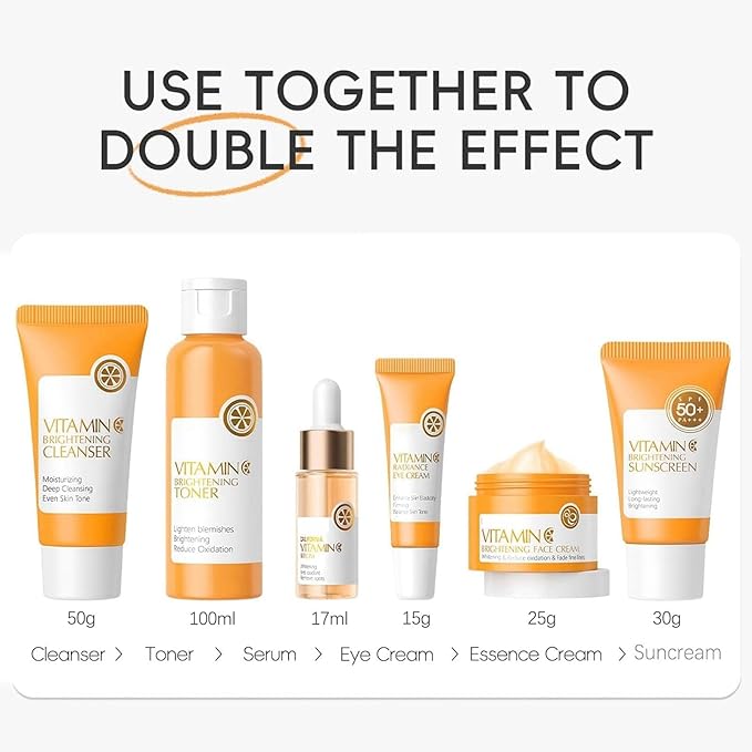 Vitamin C Skin Care Set, Beauty Skincare Set For Women - Complete Skin Care Coreano Kit, Birthday Gifts Set For Teens, 6 In 1 Skin Care Routine Kit For Women, Facial Kit Skincare Gift Set