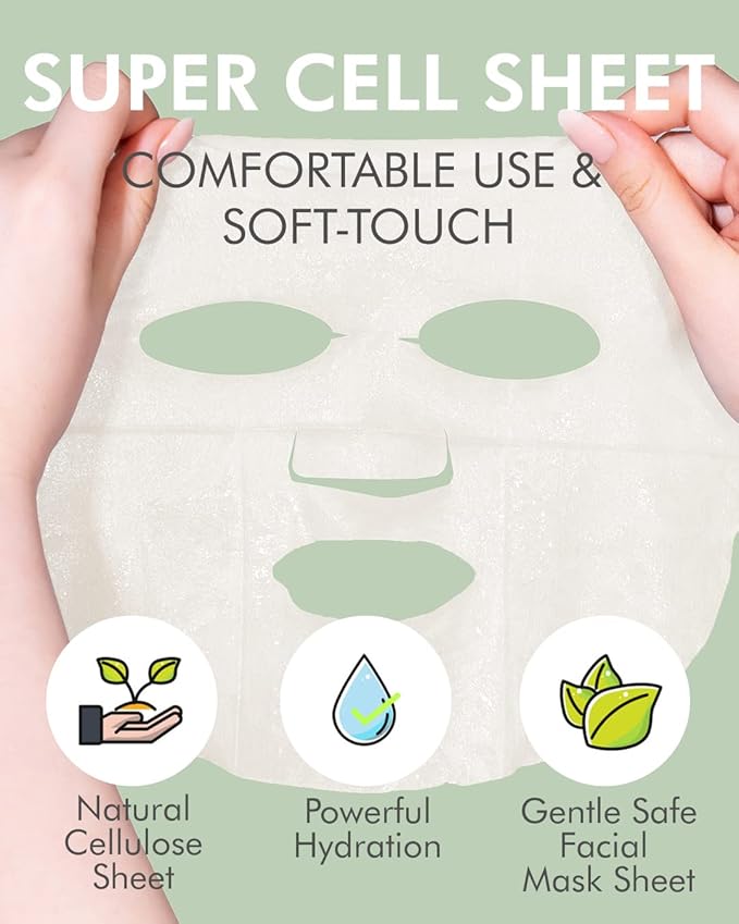 DERMAL Superfood Daily Fresh Care Assorted Sheet Mask Mega 10 Pack- Facial Sheet Mask for Glowing Refreshing Skin - Moisturizing Sheet Masks for All Skin Types' Face Enriched with Natural Ingredients